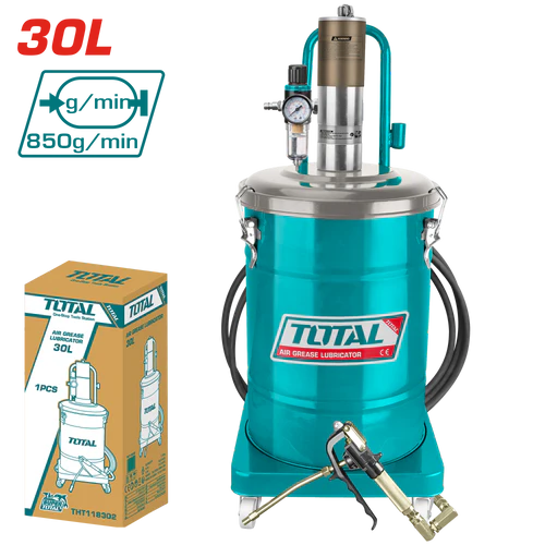 توتال تولز مشحمة برميل تعمل بالهواء 30 لتر + الخرطوم والمشتملات- THT118302